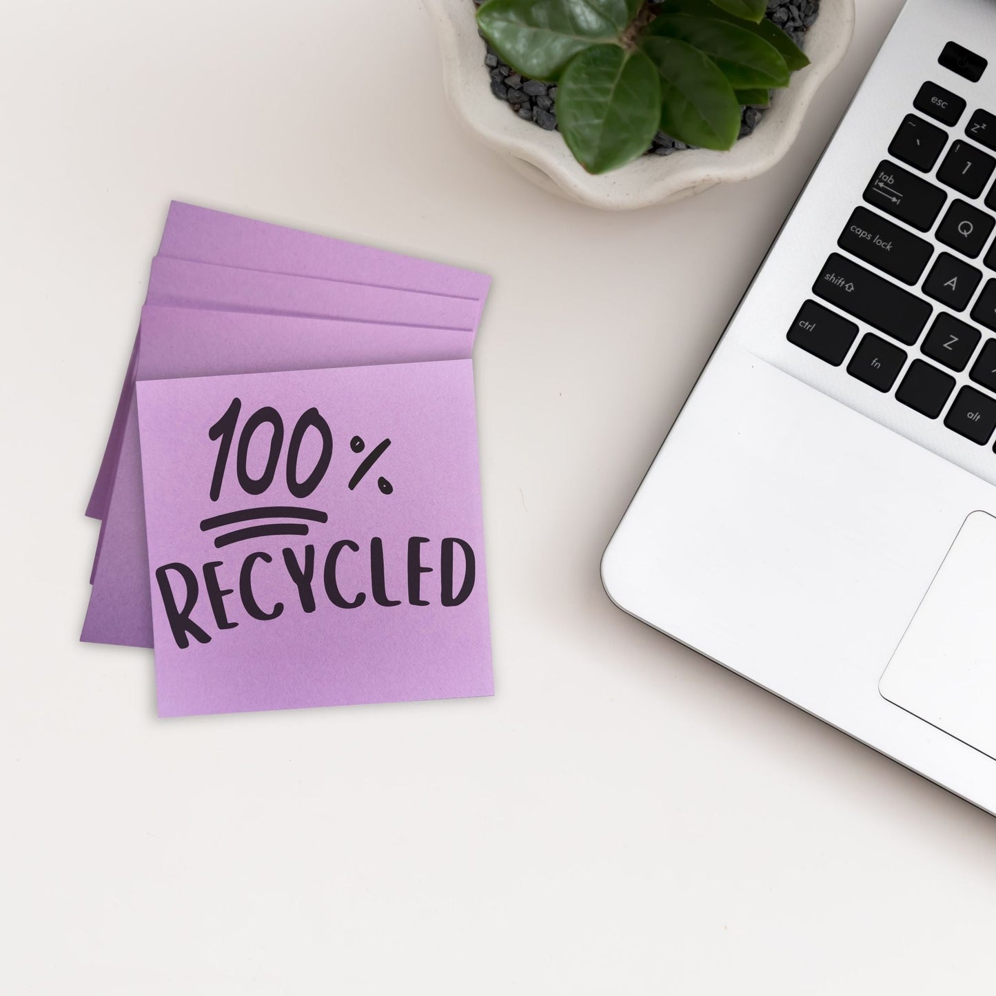 100% Recycled Sticky Memo Pads - Pastel Purple Lilac, Eco-Friendly, 100 Notes, 76mm x 76mm