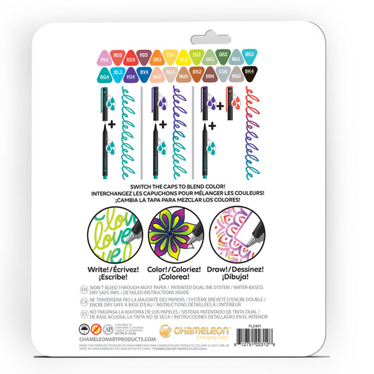 Chameleon Fineliner Pens - 24 Pack Bold Colours