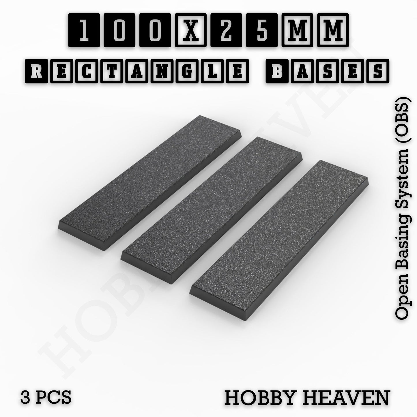 Rectangle Bases Range Sizes - 75x30mm to 125x40mm Medium Sizes 3d Print Full Range Tabletop Games