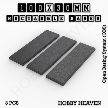 Rectangle Bases Range Sizes - 75x30mm to 125x40mm Medium Sizes 3d Print Full Range Tabletop Games