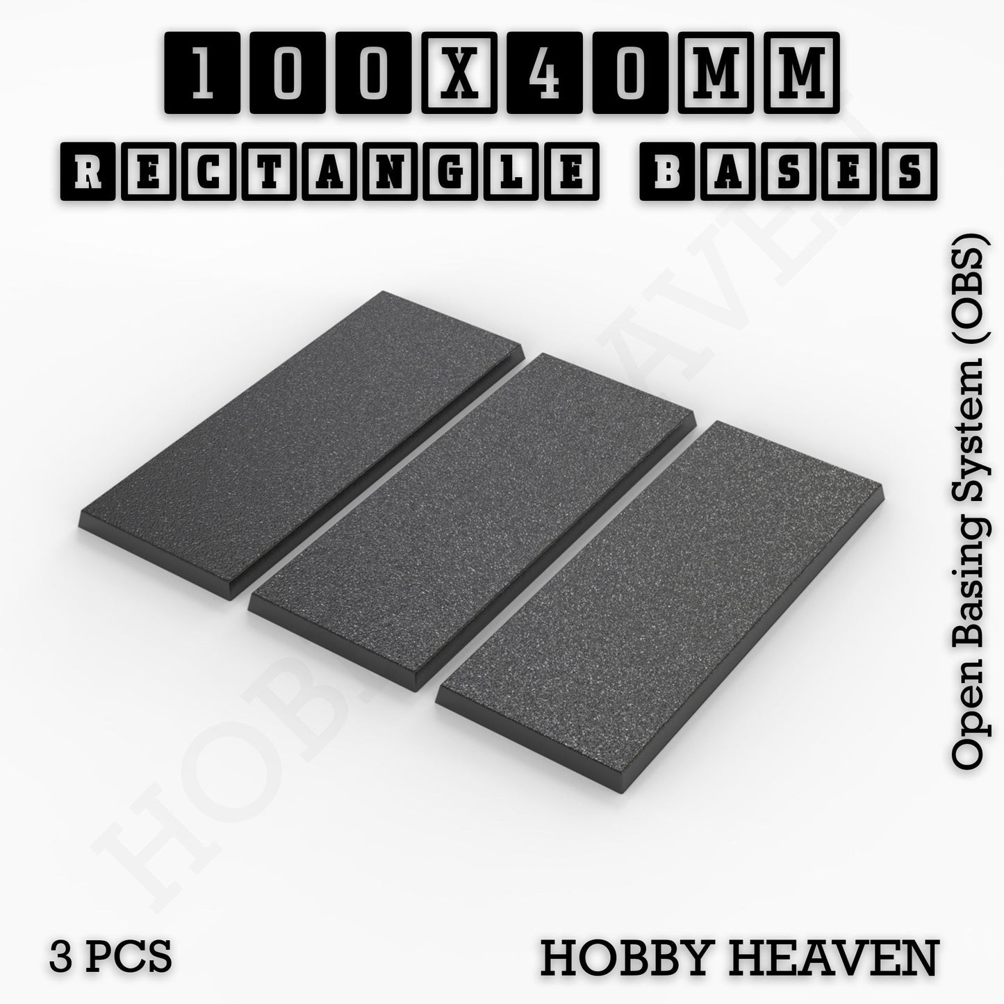 Rectangle Bases Range Sizes - 75x30mm to 125x40mm Medium Sizes 3d Print Full Range Tabletop Games