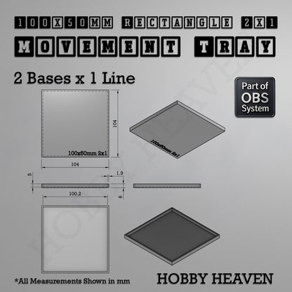 Rectangle Movement Trays | Cavalry & Monsters | 50×25-100×60mm | OBS System