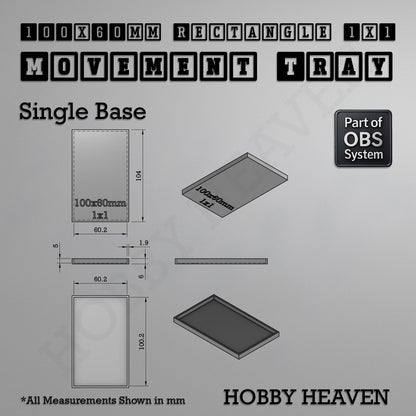 Rectangle Movement Trays | Cavalry & Monsters | 50×25-100×60mm | OBS System