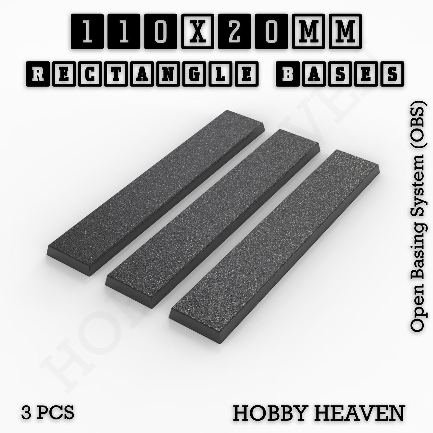 Rectangle Bases Range Sizes - 75x30mm to 125x40mm Medium Sizes 3d Print Full Range Tabletop Games