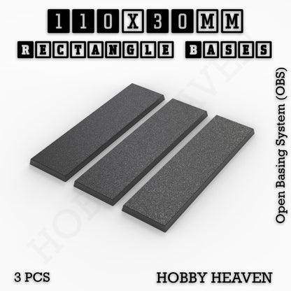 Rectangle Bases Range Sizes - 75x30mm to 125x40mm Medium Sizes 3d Print Full Range Tabletop Games