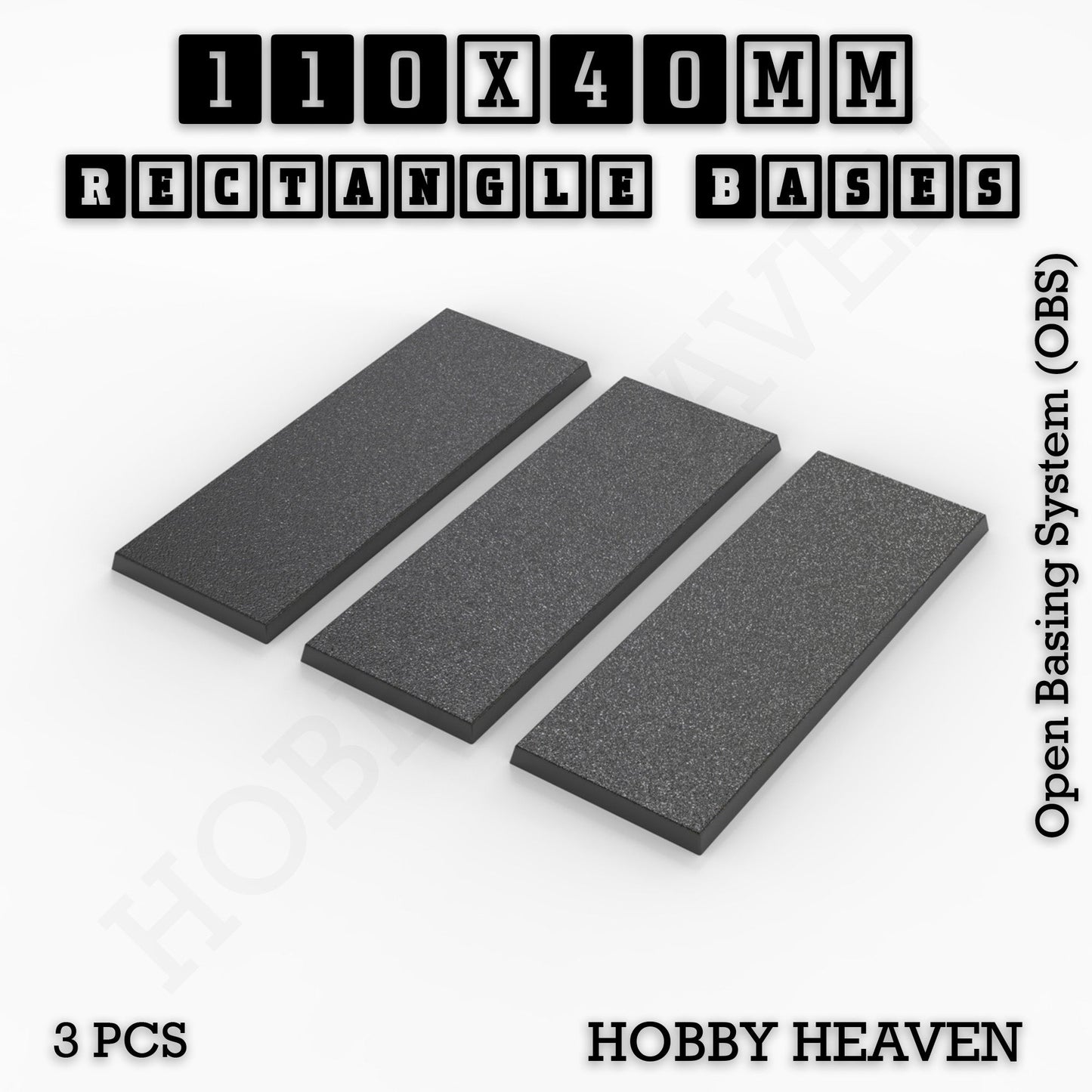 Rectangle Bases Range Sizes - 75x30mm to 125x40mm Medium Sizes 3d Print Full Range Tabletop Games