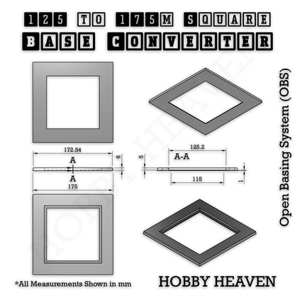 Square to Square Bases Size Converters 3d Print Full Range