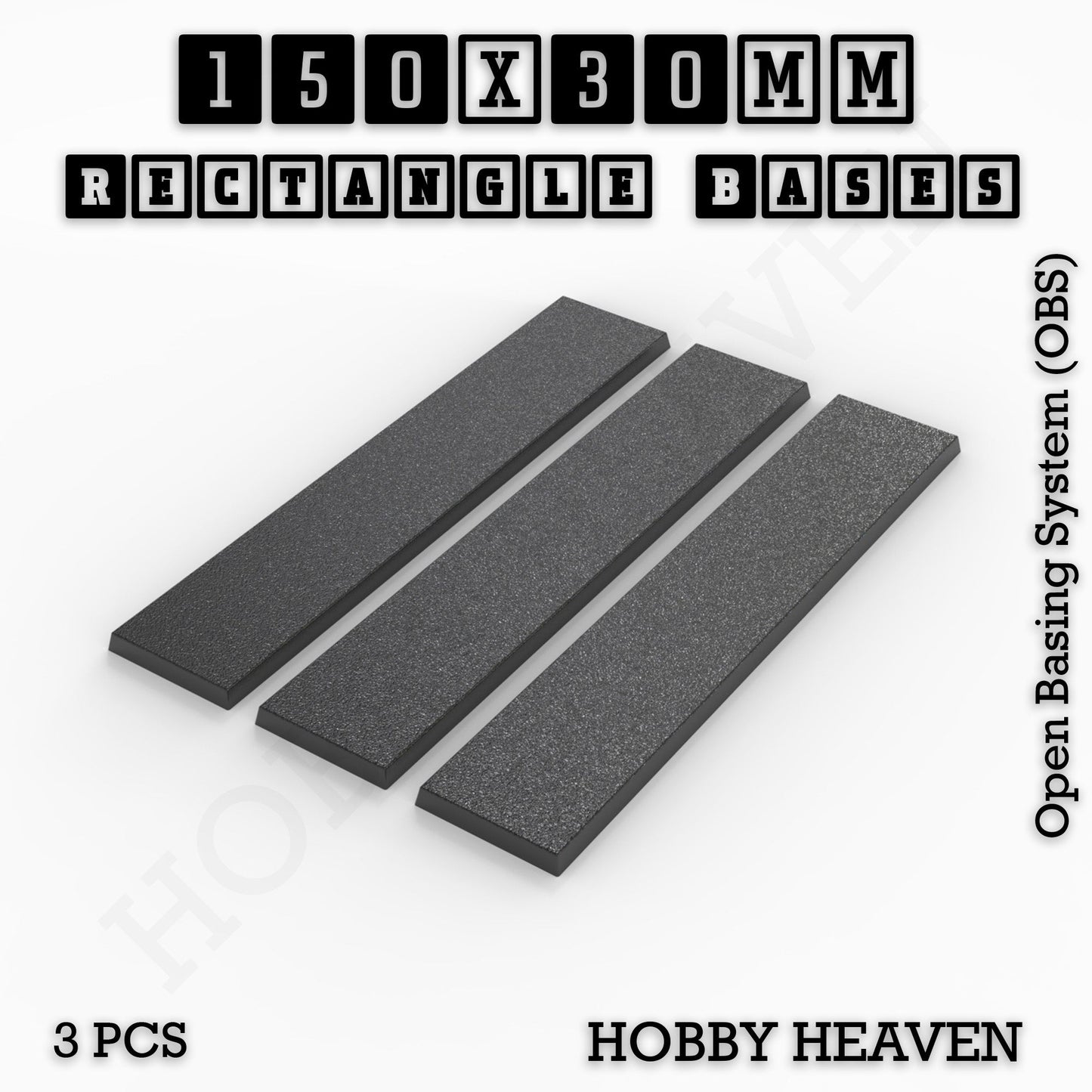 Rectangle Bases Range Sizes - 125x50mm to 200x175mm Large Sizes 3d Print Full Range Tabletop Games