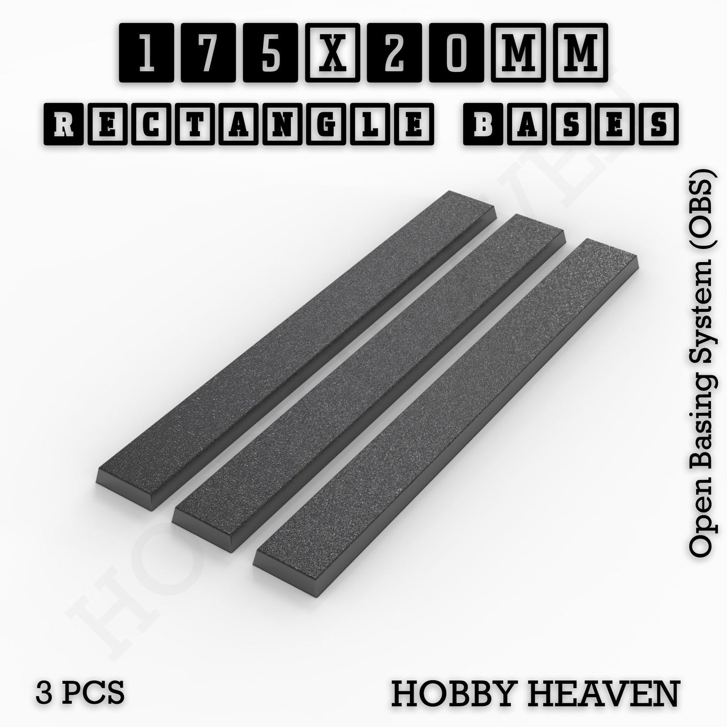 Rectangle Bases Range Sizes - 125x50mm to 200x175mm Large Sizes 3d Print Full Range Tabletop Games