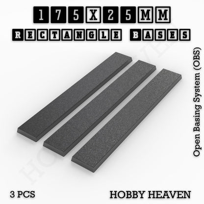 Rectangle Bases Range Sizes - 125x50mm to 200x175mm Large Sizes 3d Print Full Range Tabletop Games