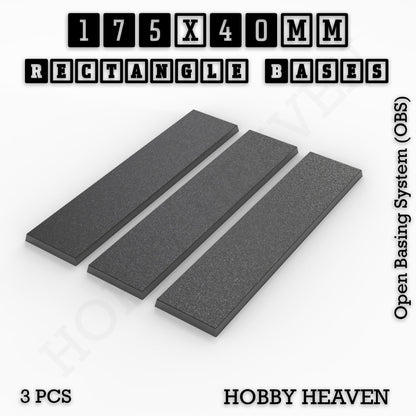 Rectangle Bases Range Sizes - 125x50mm to 200x175mm Large Sizes 3d Print Full Range Tabletop Games