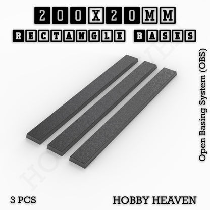Rectangle Bases Range Sizes - 125x50mm to 200x175mm Large Sizes 3d Print Full Range Tabletop Games