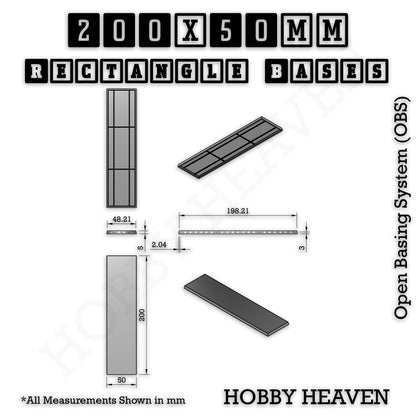 Rectangle Bases Range Sizes - 125x50mm to 200x175mm Large Sizes 3d Print Full Range Tabletop Games