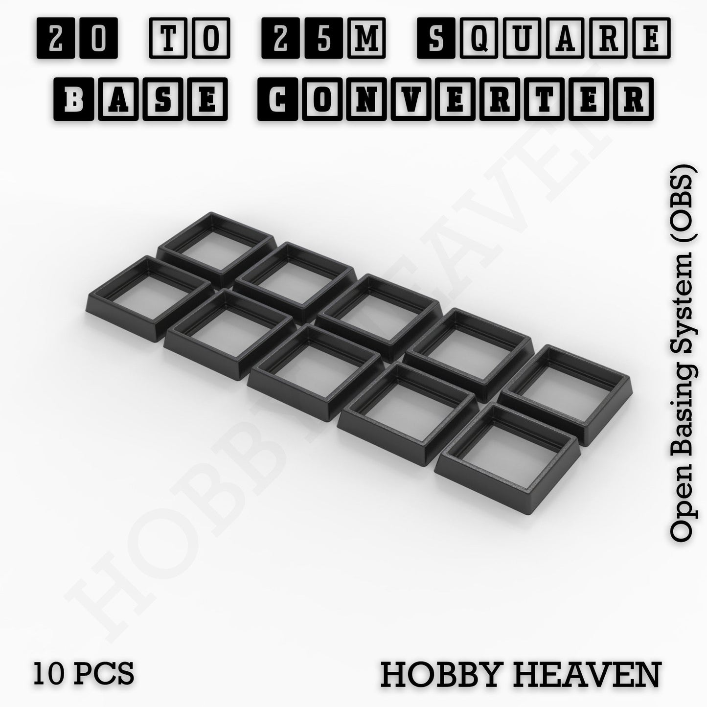 Square to Square Bases Size Converters 3d Print Full Range