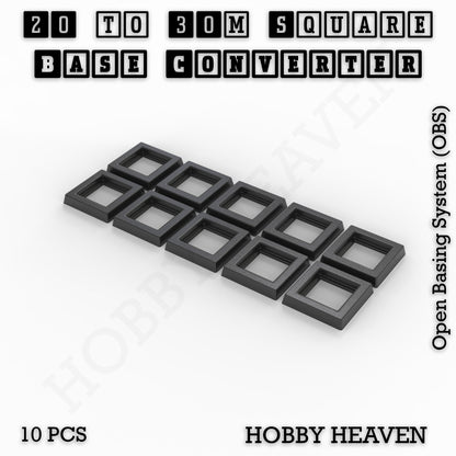 Square to Square Bases Size Converters 3d Print Full Range