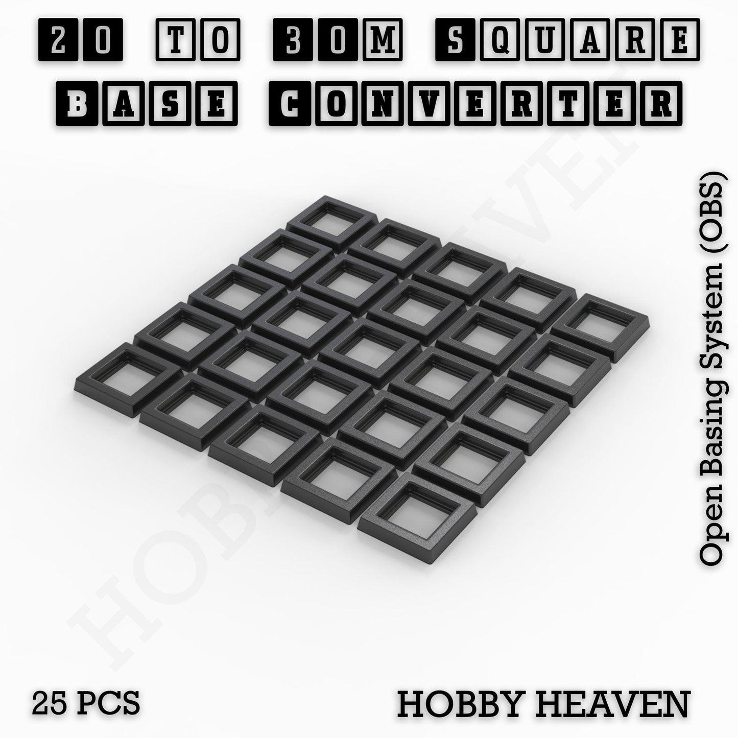Square to Square Bases Size Converters 3d Print Full Range