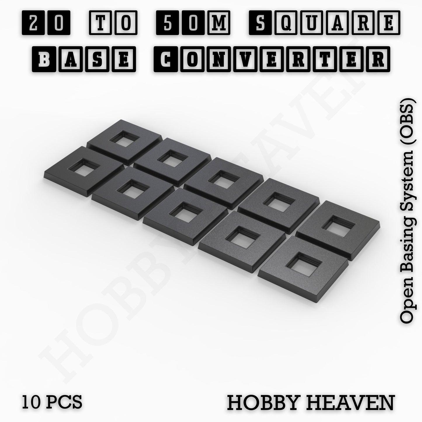 Square to Square Bases Size Converters 3d Print Full Range