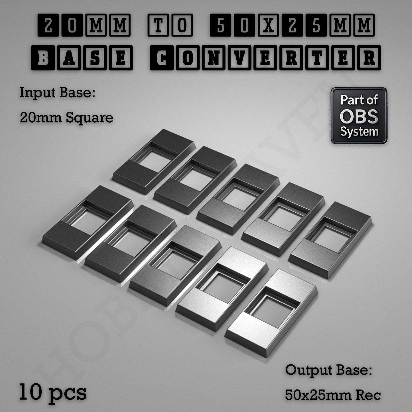 Square to Rectangle Bases Size Converters 3d Print Full Range