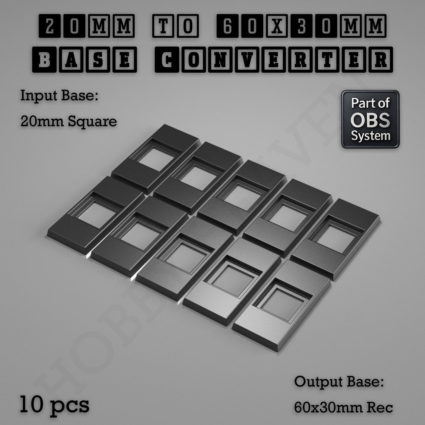 Square to Rectangle Bases Size Converters 3d Print Full Range