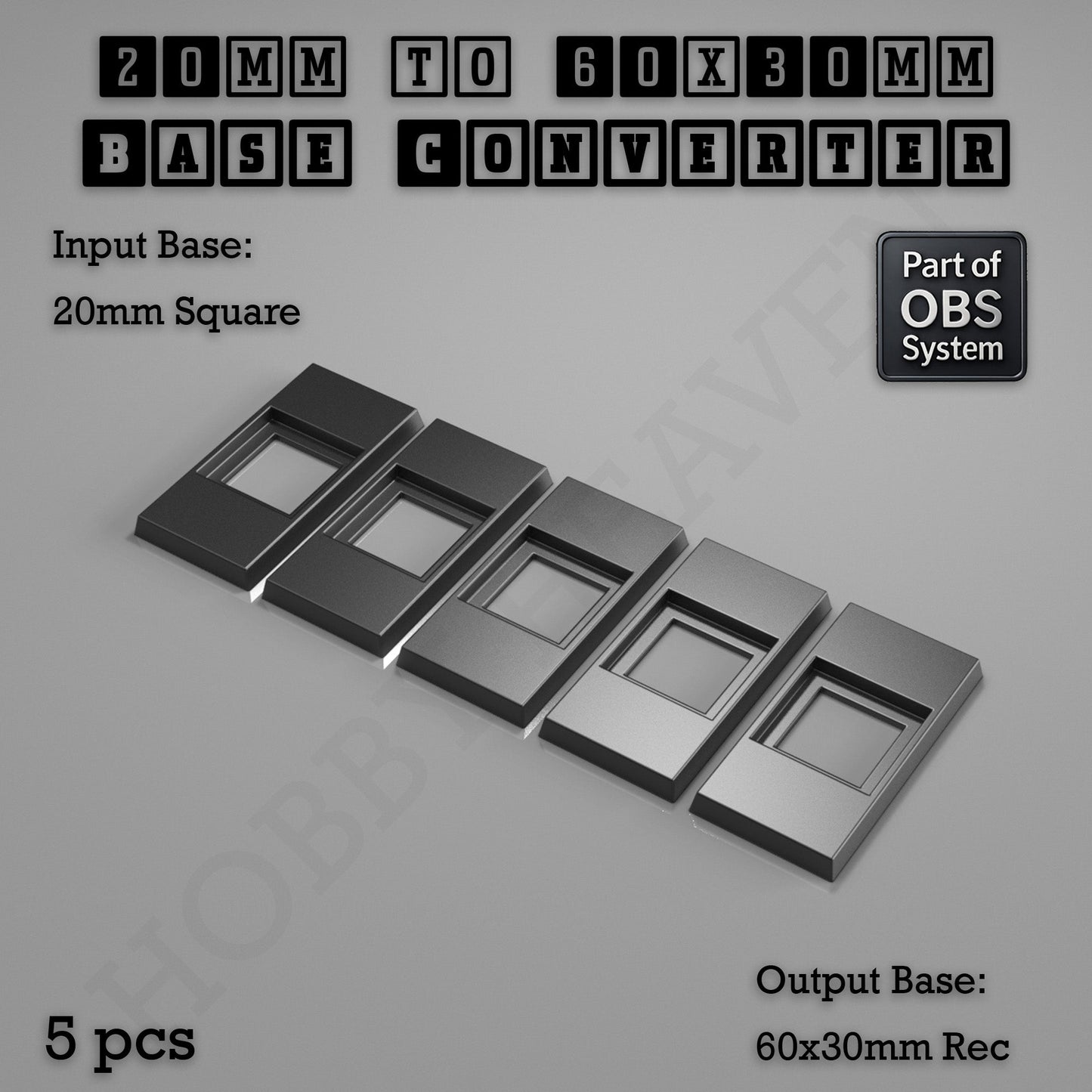 Square to Rectangle Bases Size Converters 3d Print Full Range