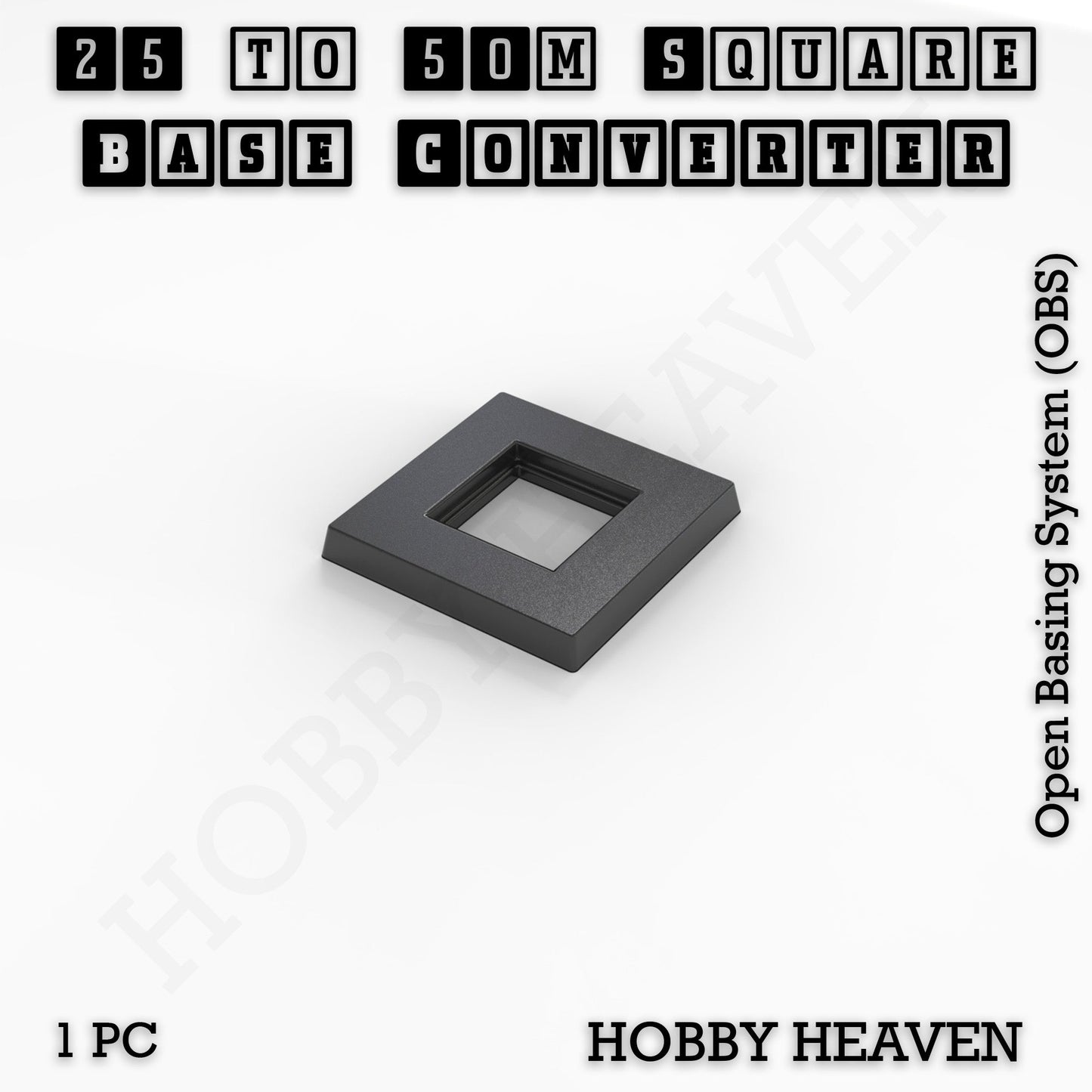Square to Square Bases Size Converters 3d Print Full Range