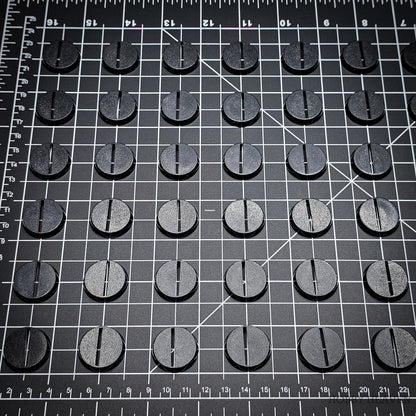 25mm Round Slotted Bases for Wargaming Miniatures | Durable Plastic | Compatible with Popular Tabletop Games