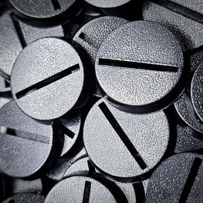25mm Round Slotted Bases for Wargaming Miniatures | Durable Plastic | Compatible with Popular Tabletop Games