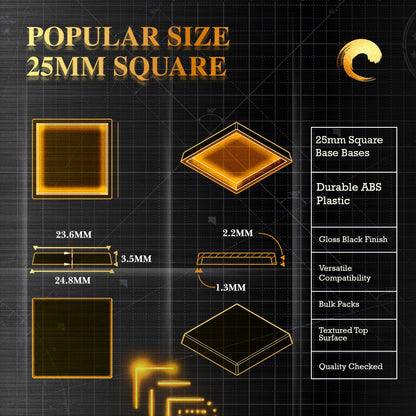 25mm Square Plain Plastic Bases