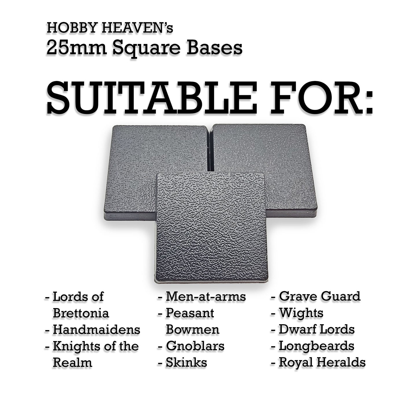 25mm Square Plain Plastic Bases