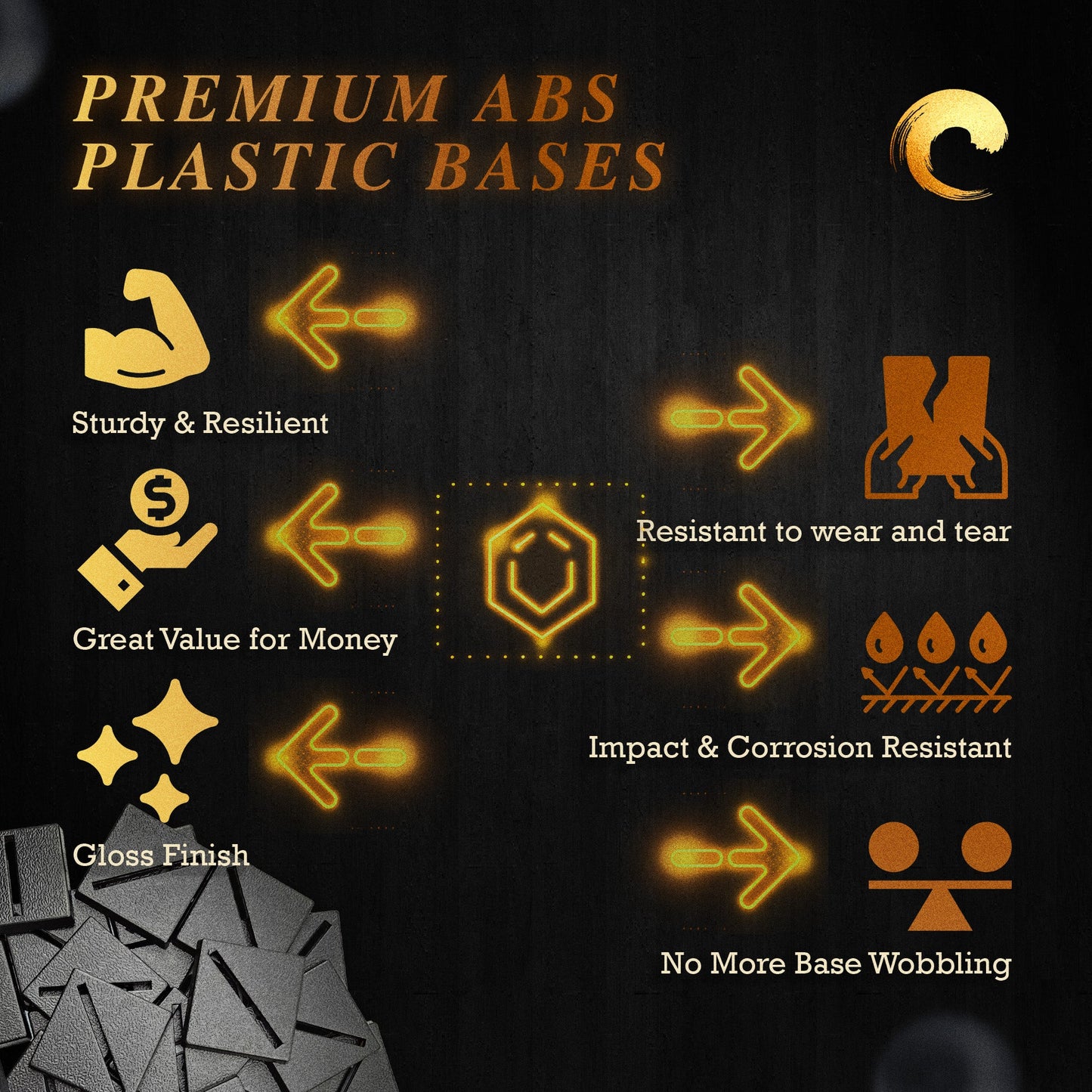 25mm Square Diagonal Slotted Plastic Bases