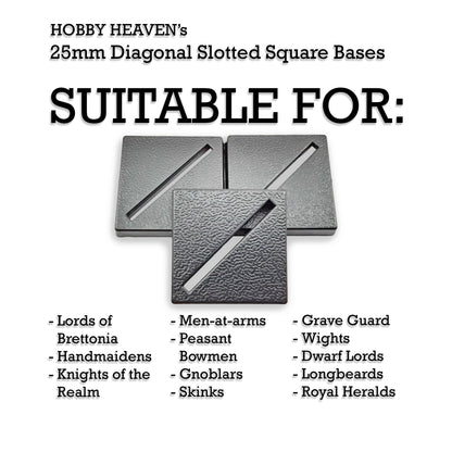 25mm Square Diagonal Slotted Plastic Bases