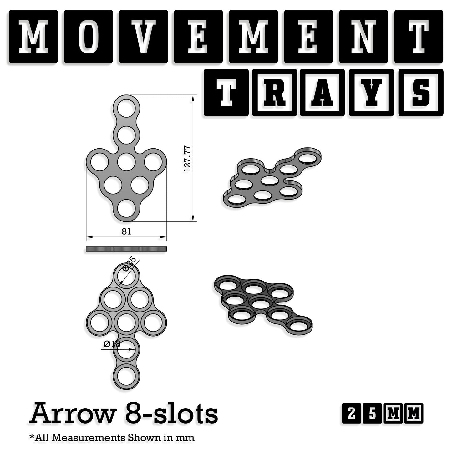 25mm Movement Trays for Tabletop Games | Waargaming | Full Range