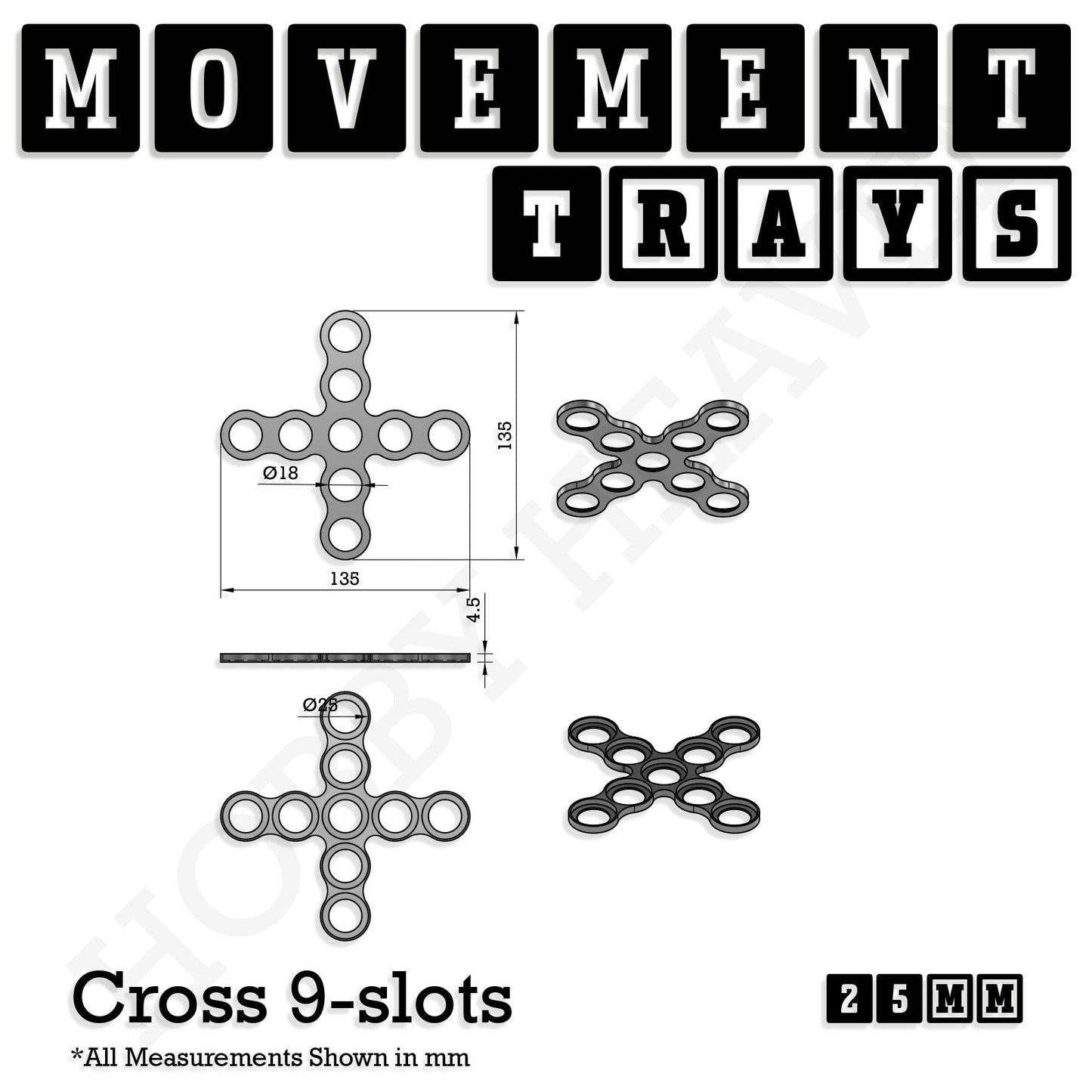 25mm Movement Trays for Tabletop Games | Waargaming | Full Range