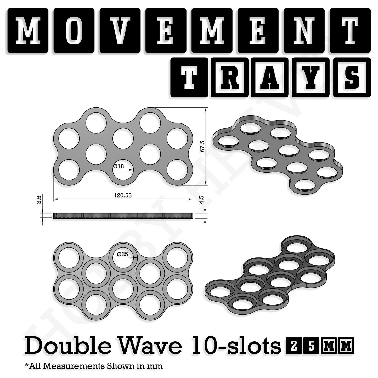 25mm Movement Trays for Tabletop Games | Waargaming | Full Range