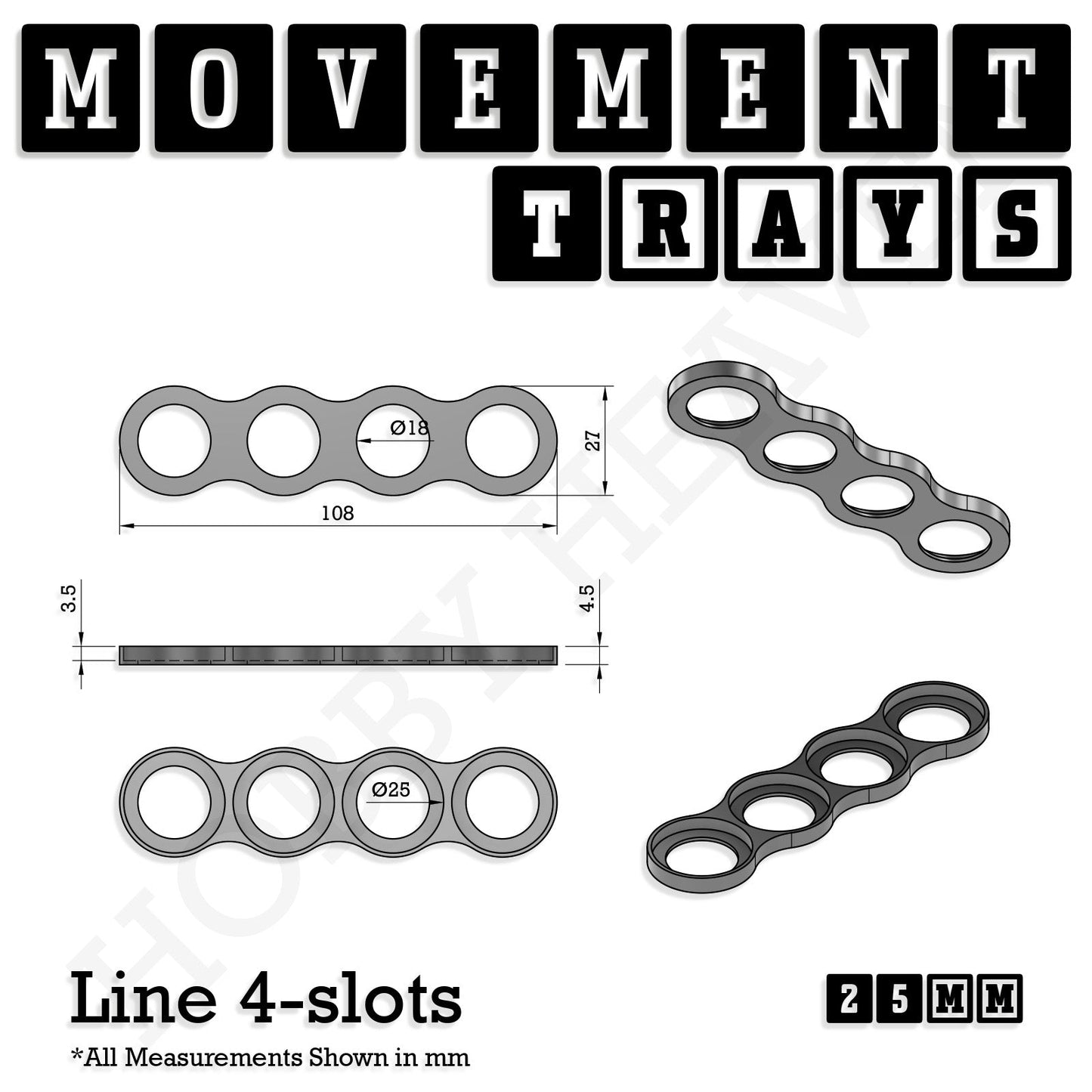 25mm Movement Trays for Tabletop Games | Waargaming | Full Range