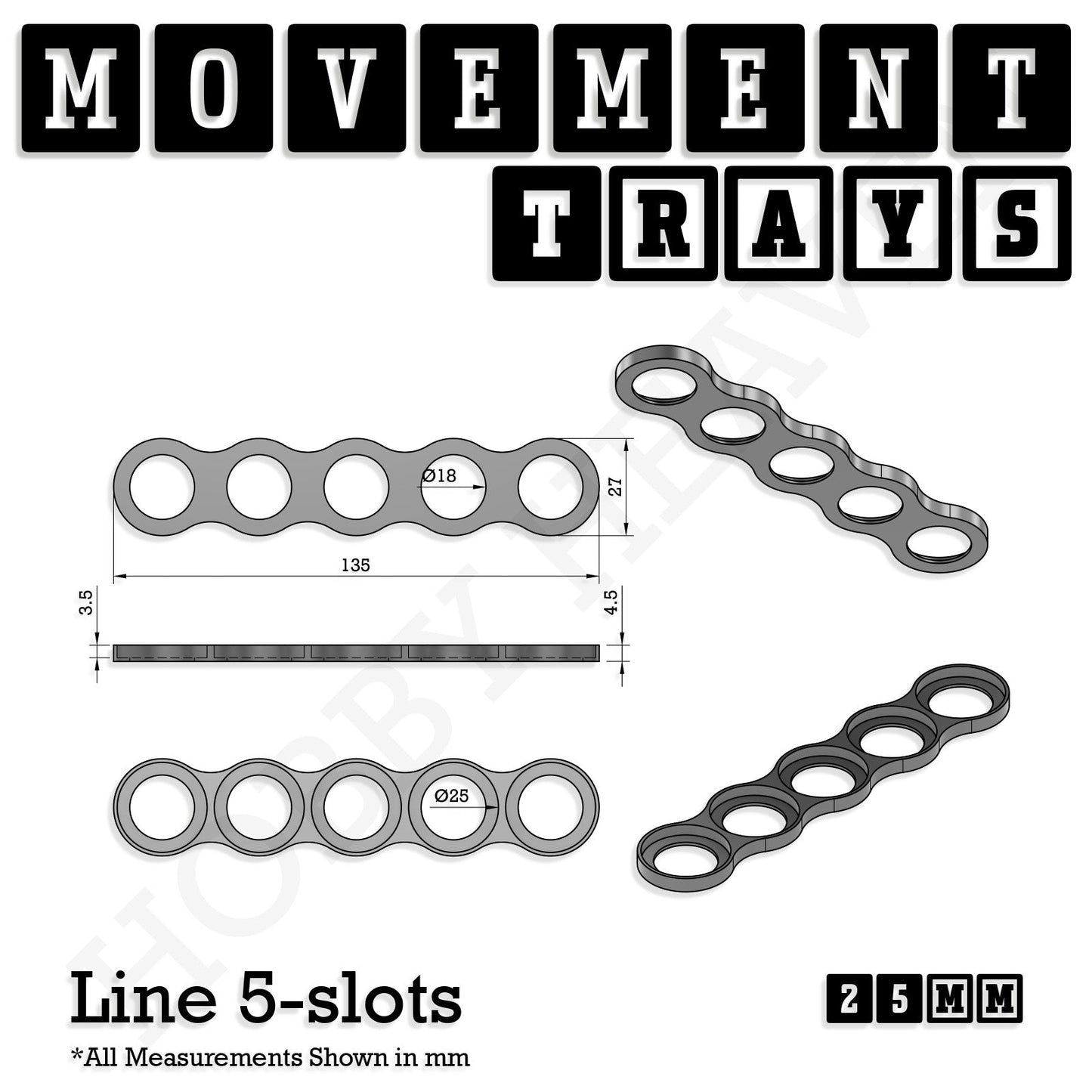 25mm Movement Trays for Tabletop Games | Waargaming | Full Range