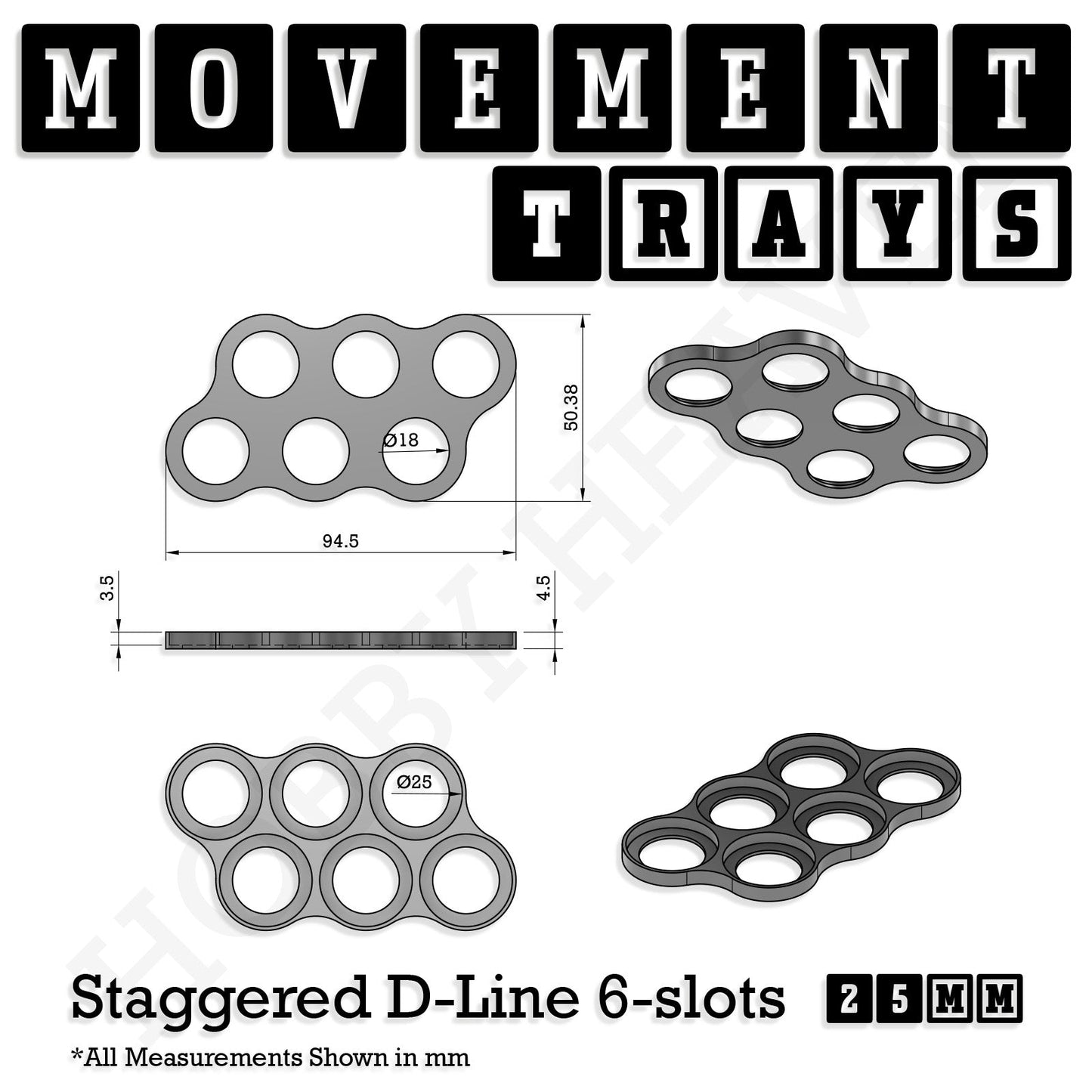 25mm Movement Trays for Tabletop Games | Waargaming | Full Range