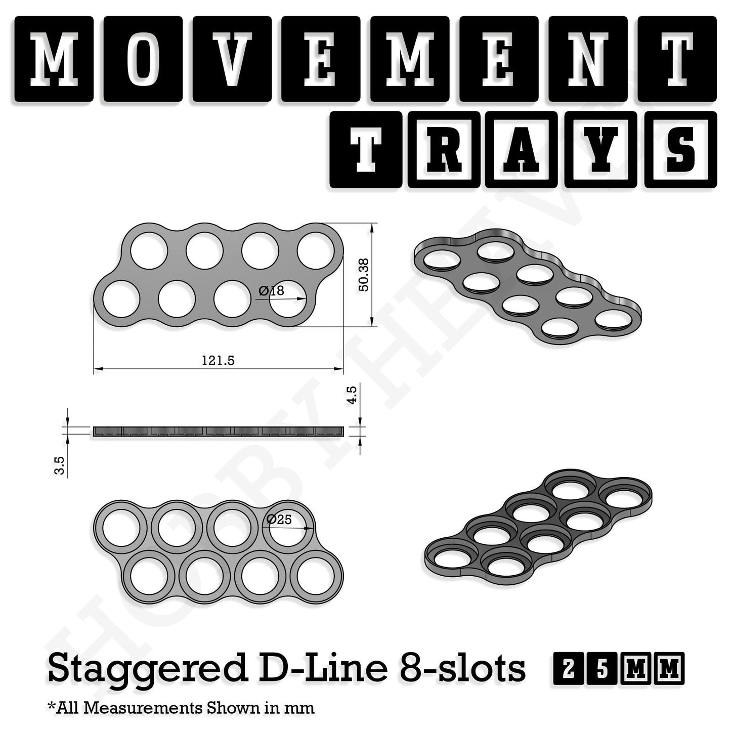 25mm Movement Trays for Tabletop Games | Waargaming | Full Range