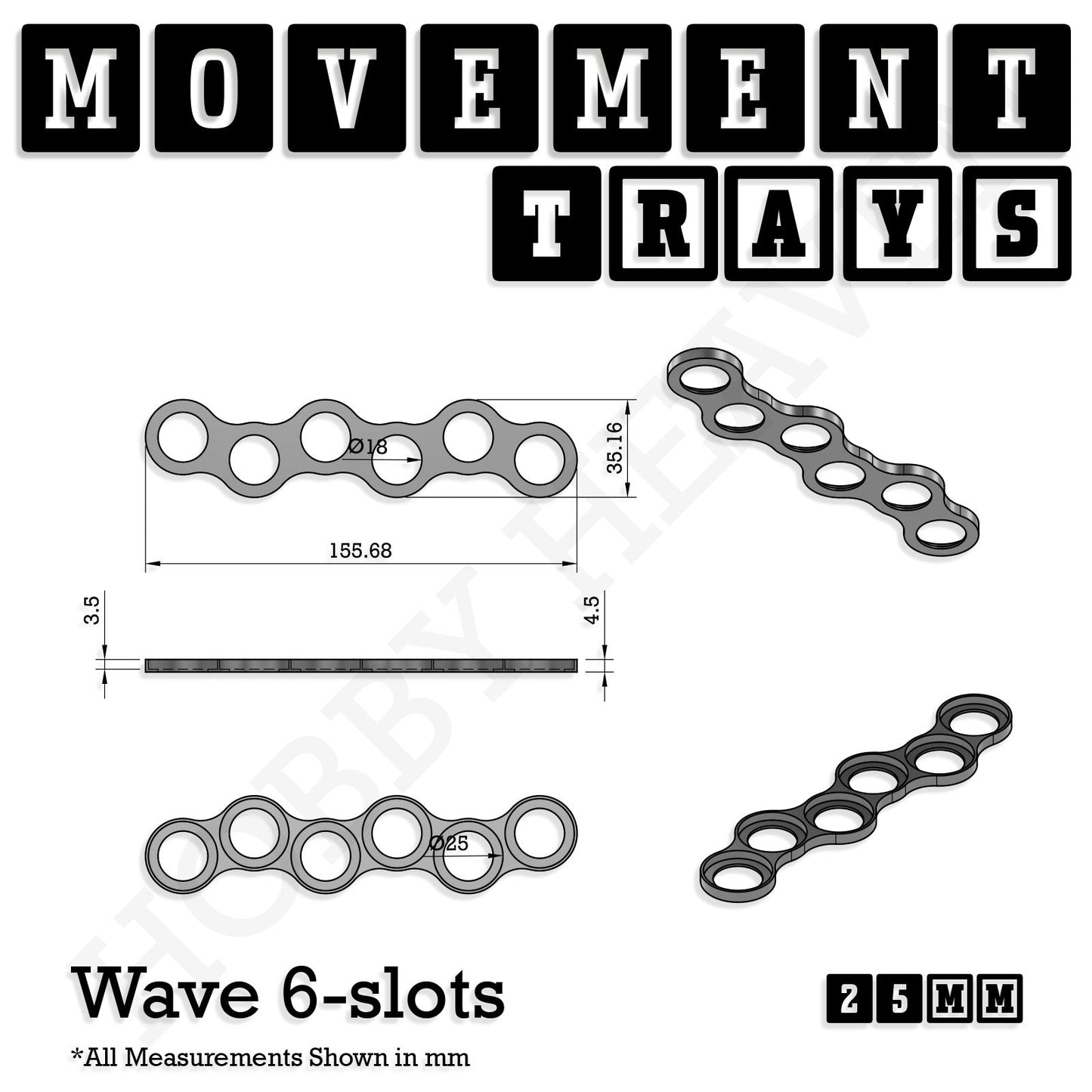 25mm Movement Trays for Tabletop Games | Waargaming | Full Range