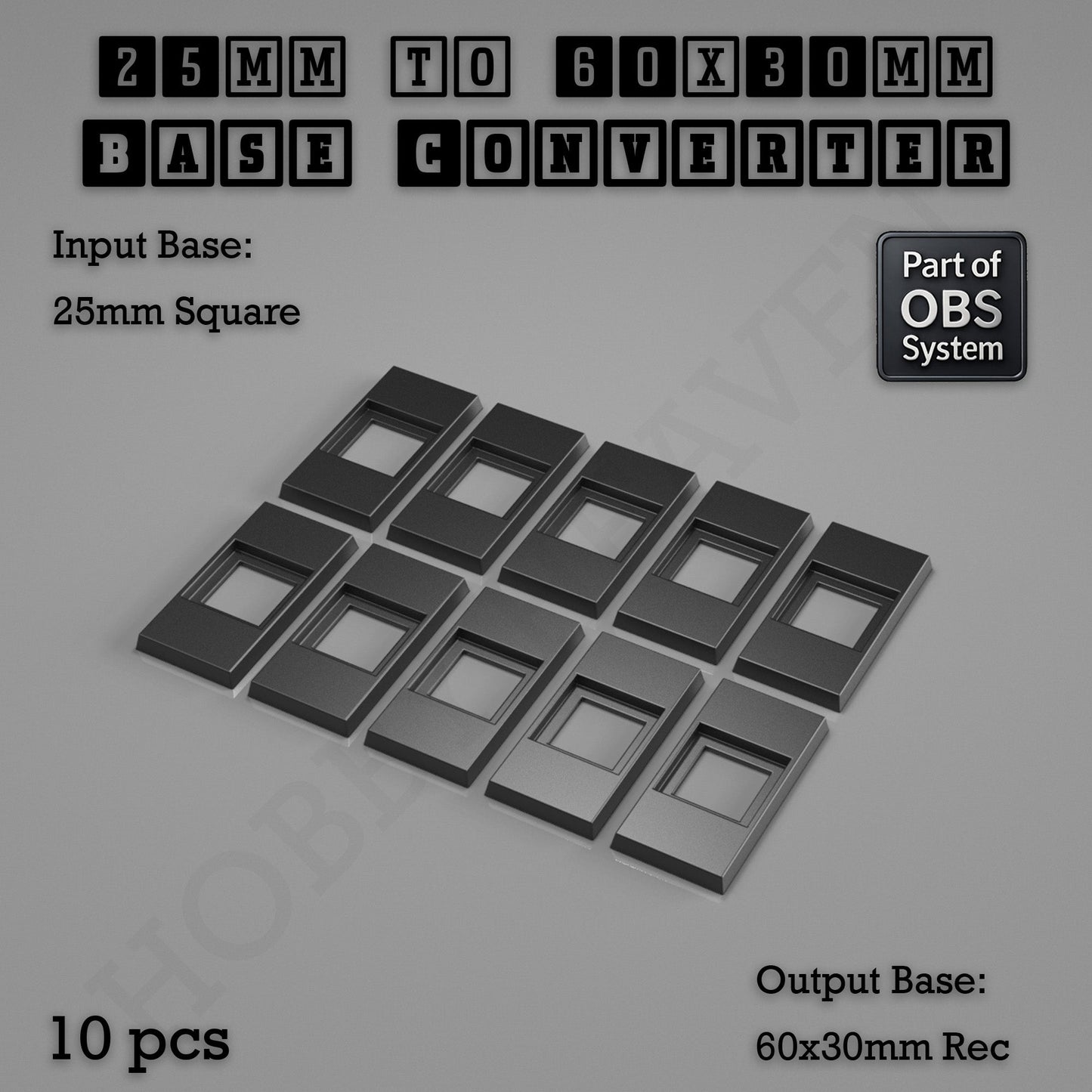 Square to Rectangle Bases Size Converters 3d Print Full Range