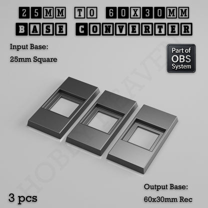 Square to Rectangle Bases Size Converters 3d Print Full Range