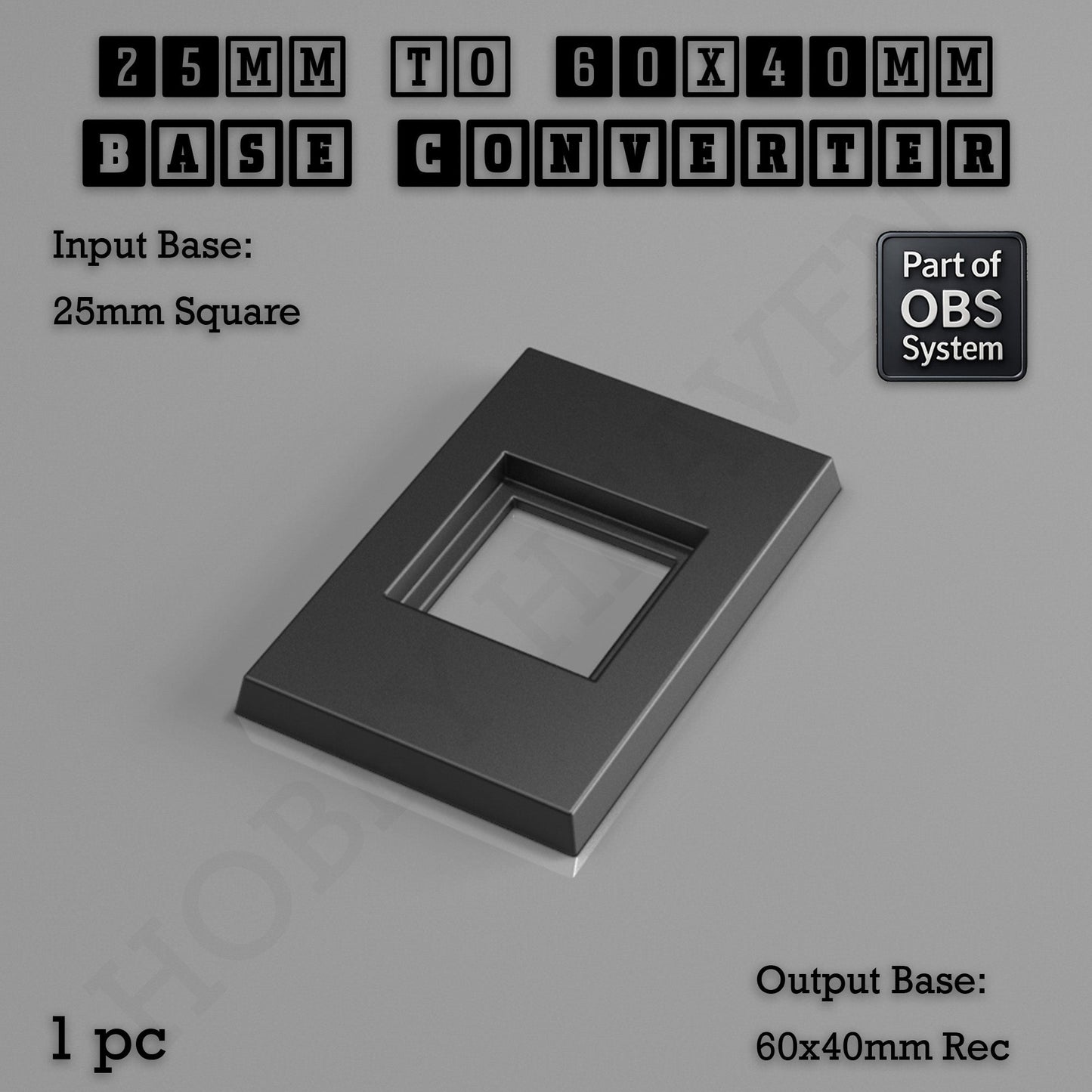 Square to Rectangle Bases Size Converters 3d Print Full Range