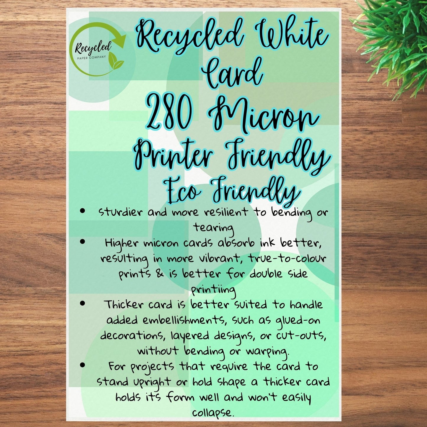 A3 White Recycled Card 220gsm - Thick, Textured,