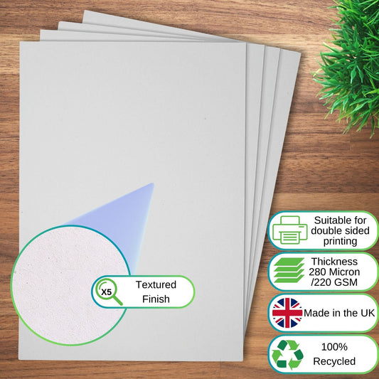 A2 Recycled White Card 220gsm - Eco-Friendly Thick Card for Art & Craft Projects