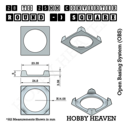 Round to Square Bases Shape and Size Converters 3d Print Full Range
