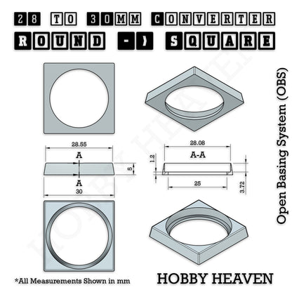 Round to Square Bases Shape and Size Converters 3d Print Full Range