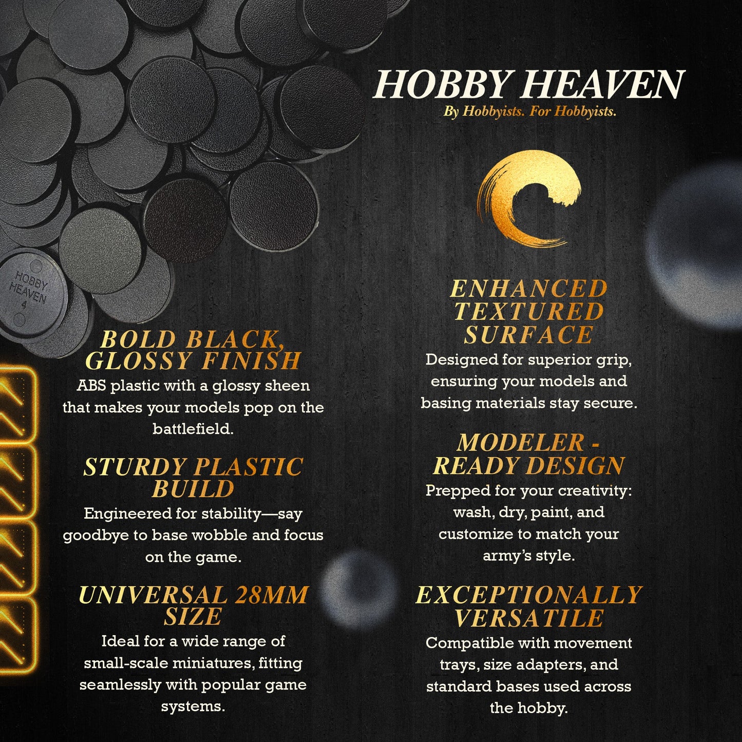 28mm Round Plain Plastic Bases for Wargaming Miniatures | Hobby Heaven