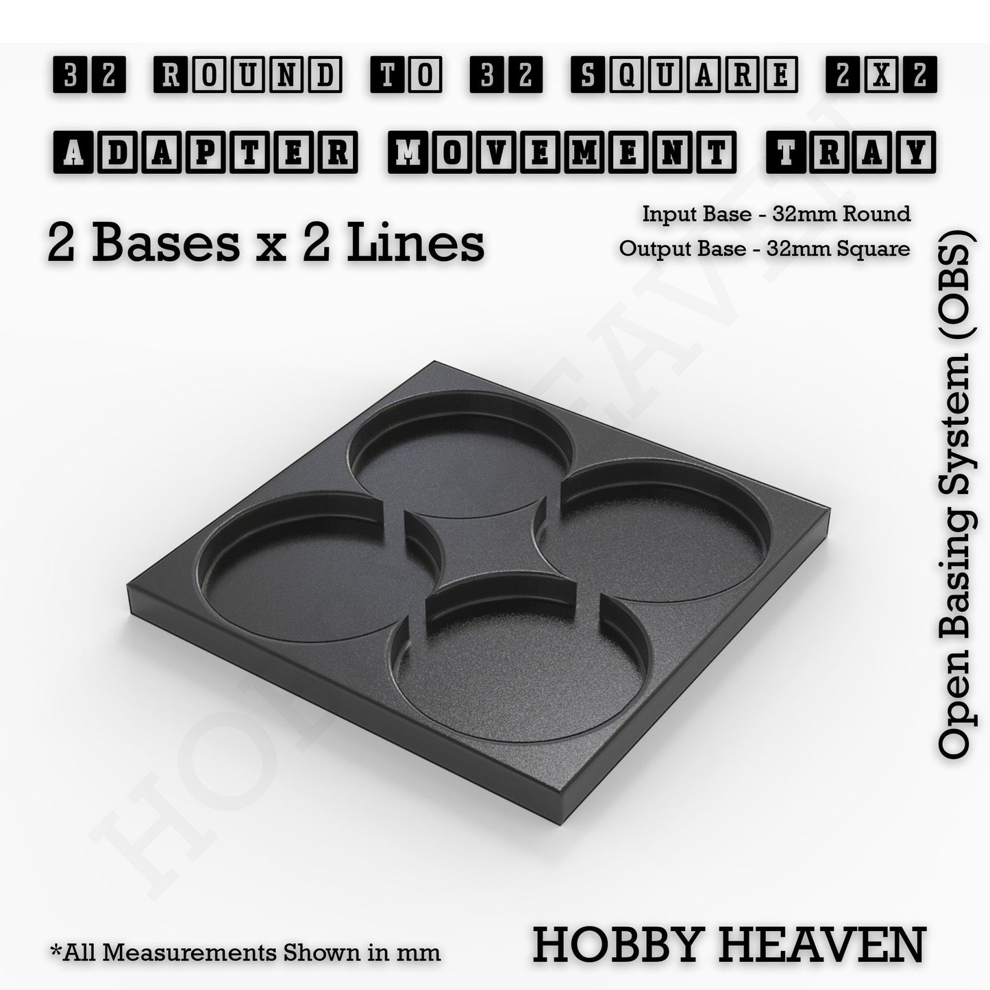 Round to Square Movement Trays Adapters for Tabletop Games