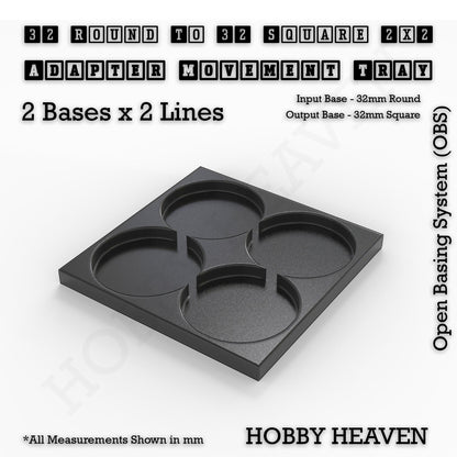 Round to Square Movement Trays Adapters for Tabletop Games