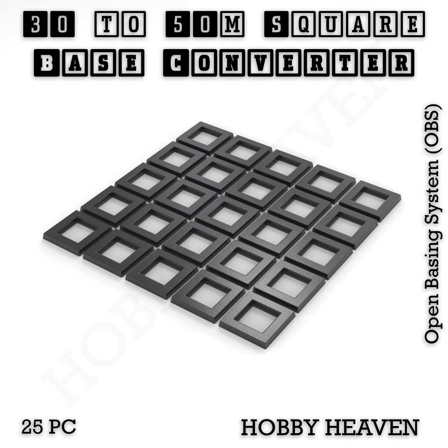 Square to Square Bases Size Converters 3d Print Full Range